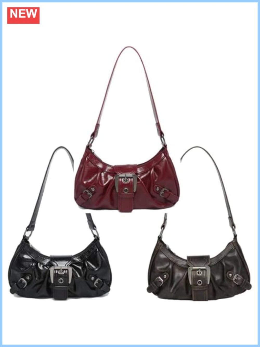 Y2K Faux Leather Hobo Shoulder Bag Top Handle Clutch Purse